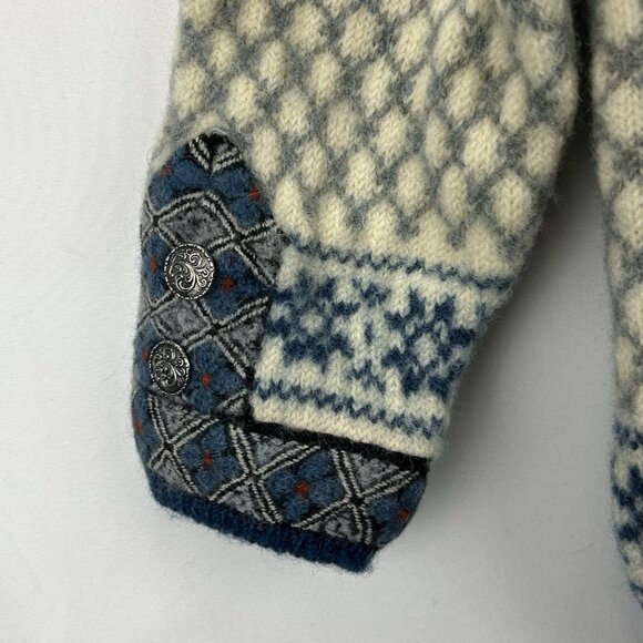 Vintage Dale Of Norway Fair Isle Wool Cardigan  Women Small/XS Blue Nordic Clasp - Picture 16 of 16